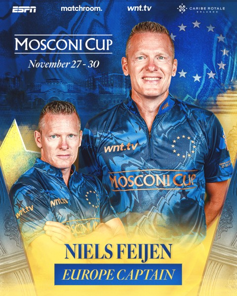 Niels Feijen Returns to Mosconi Cup as Team Europe Captain, 27-30 November