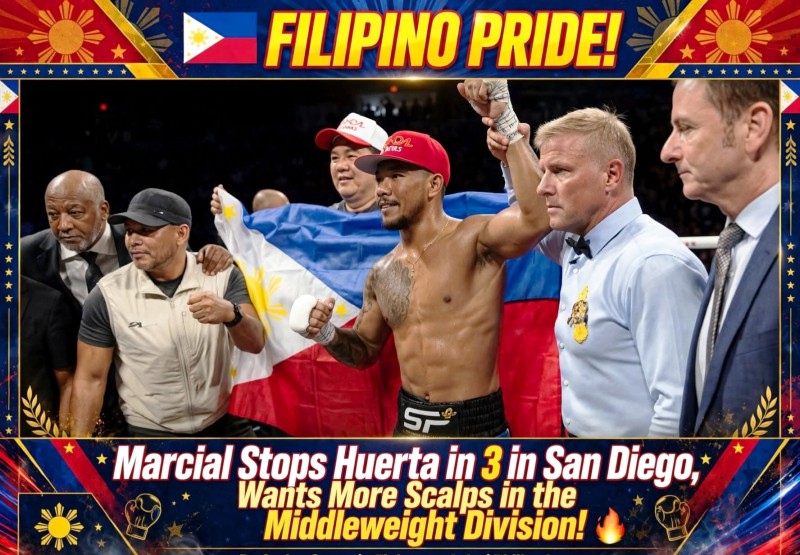 FILIPINO PRIDE! Marcial Stops Huerta in 3 in San Diego