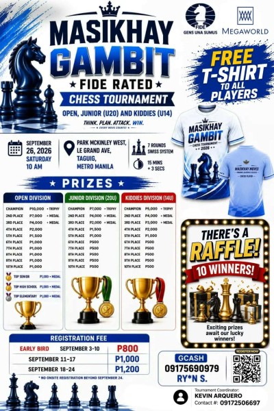 Masikhay Gambit FIDE Rated Chess Tournament on September 26