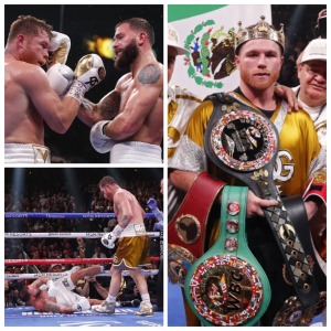 Saúl 'Canelo' Álvarez knocks out Plant to become first undisputed super-middleweight  champion